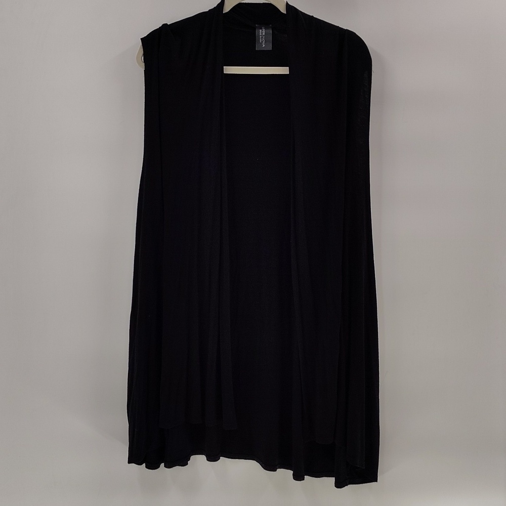 Super Nova Open Cardigan Size 3XL Black Sleeveless Lightweight With Pockets